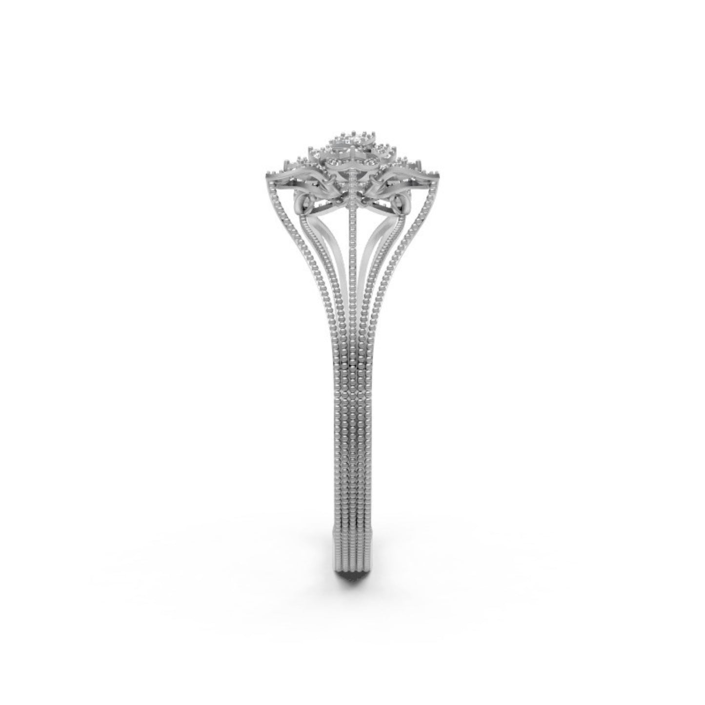 Floral Open Diamond Bangle White Gold