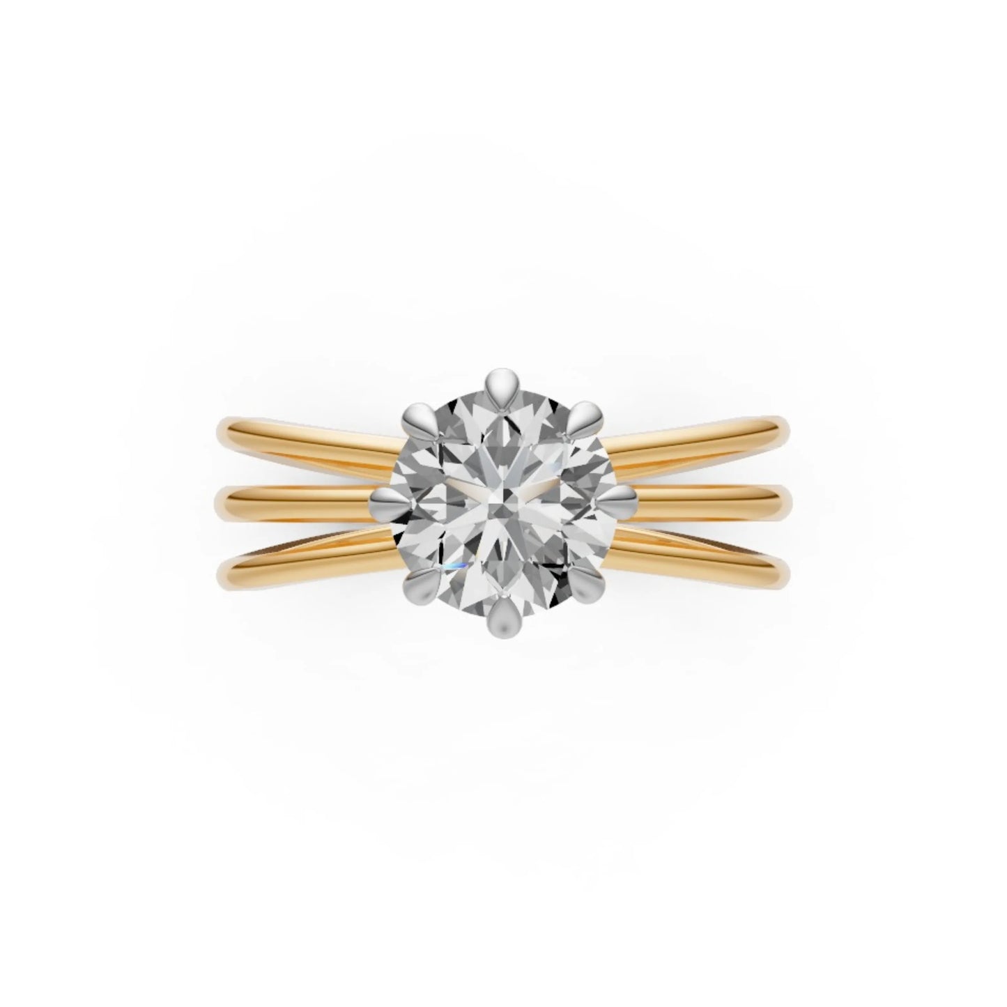 SplitShine Solitaire Ring Yellow Gold