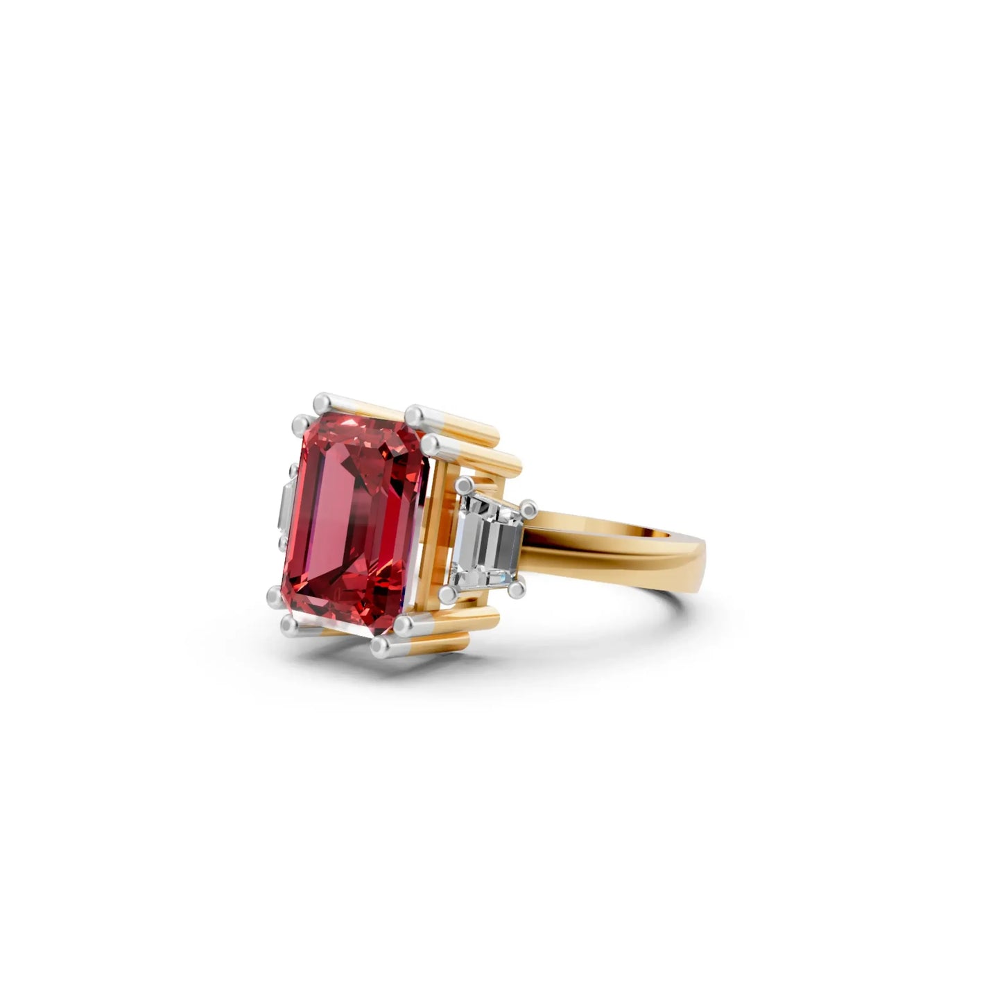 CrimsonFlare Ruby & Diamond Ring Yellow Gold