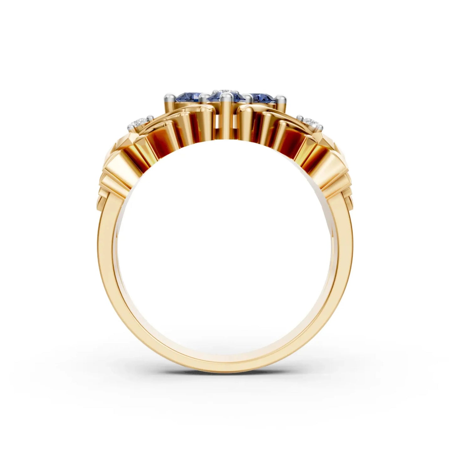 TanzanLeaf Diamond Ring Yellow Gold