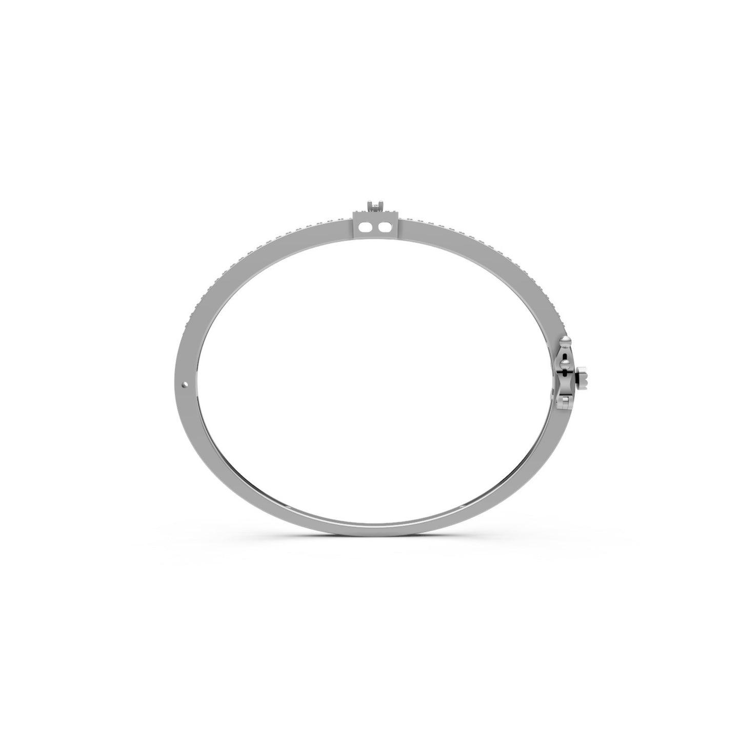 Classic Diamond Halo Bangle White Gold