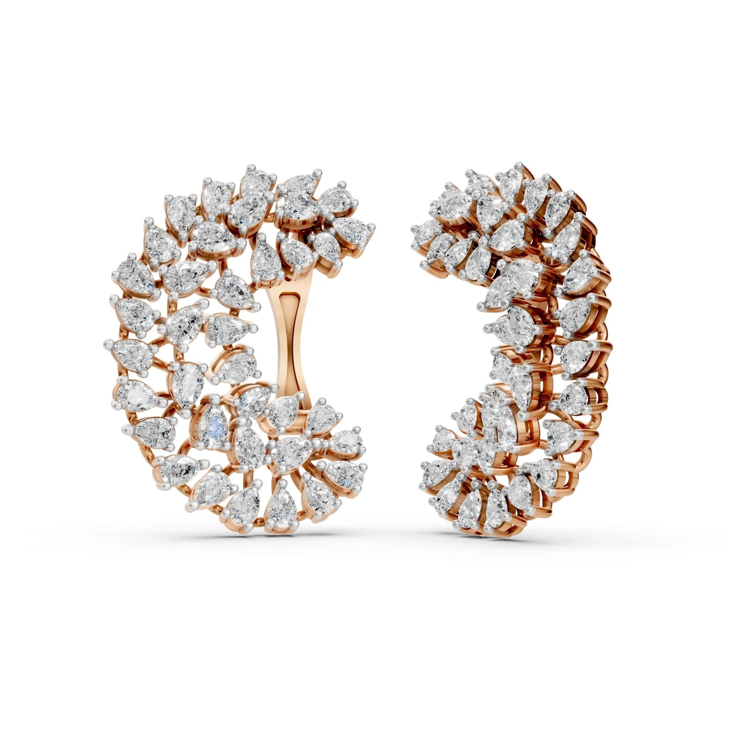 Double Row Diamond Hoop Earrings Rose Gold