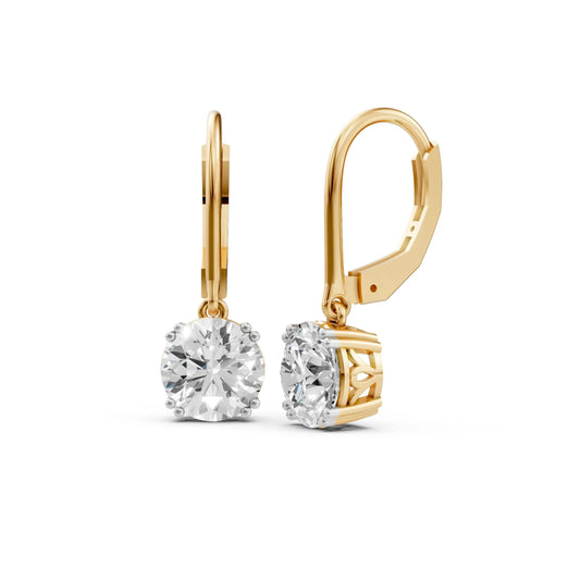 Round Solitaire Drop Earringsb Yellow Gold