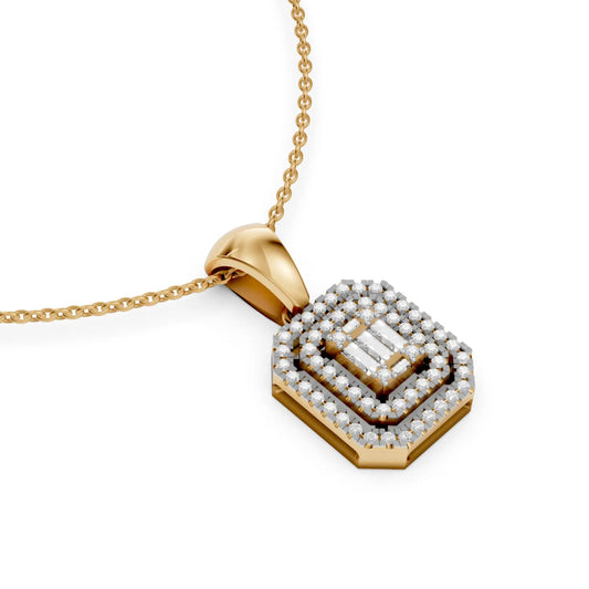 Emerald Halo Pendant Yellow Gold