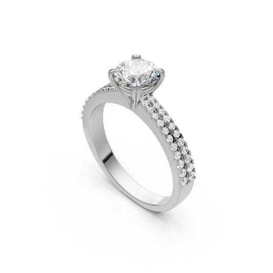 DoubleRow Sparkle Solitaire Ring White Gold