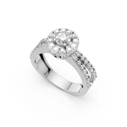 FloralLace Vintage Halo Ring White Gold