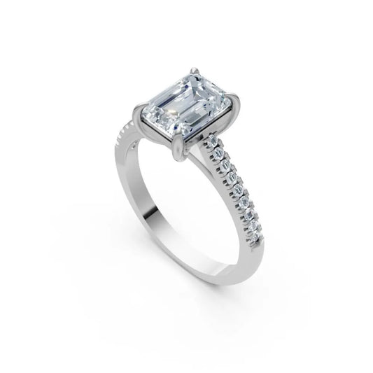 SleekGlam Emerald Solitaire Ring White Gold