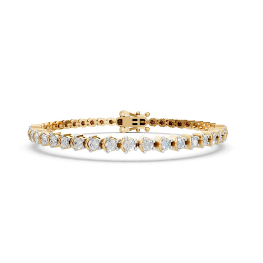 Round Cut Diamond Tennis Bracelet Yellow Gold