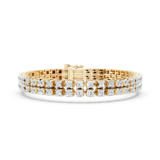 Double Row Diamond Tennis Bracelet Yellow Gold