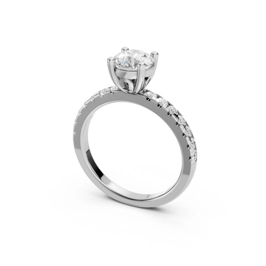 ClassicGleam Solitaire PavΓ© Ring White Gold