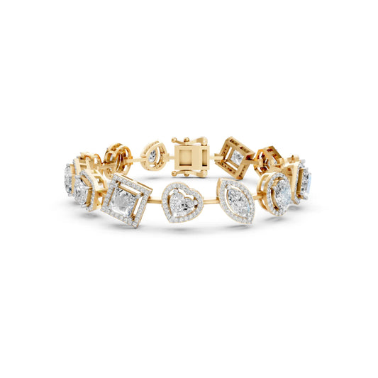 Statement Bracelet with Asscher & Fancy-Cut Diamonds Yellow Gold