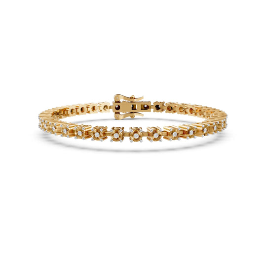 Prong-Set Diamond Tennis Bracelet Yellow Gold