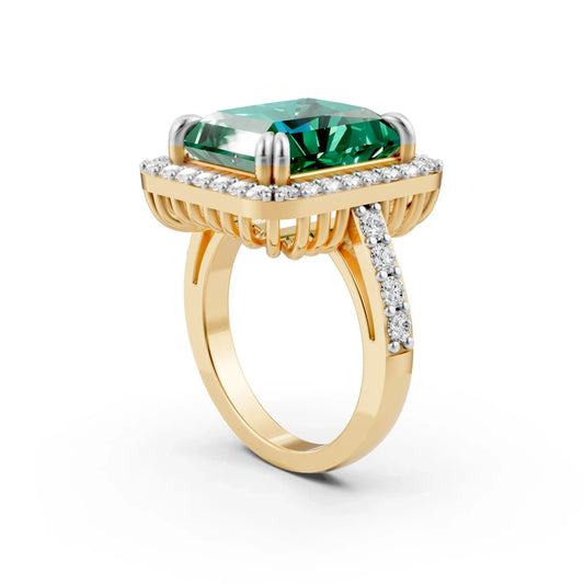 Cushion Halo Statement Ring Yellow Gold