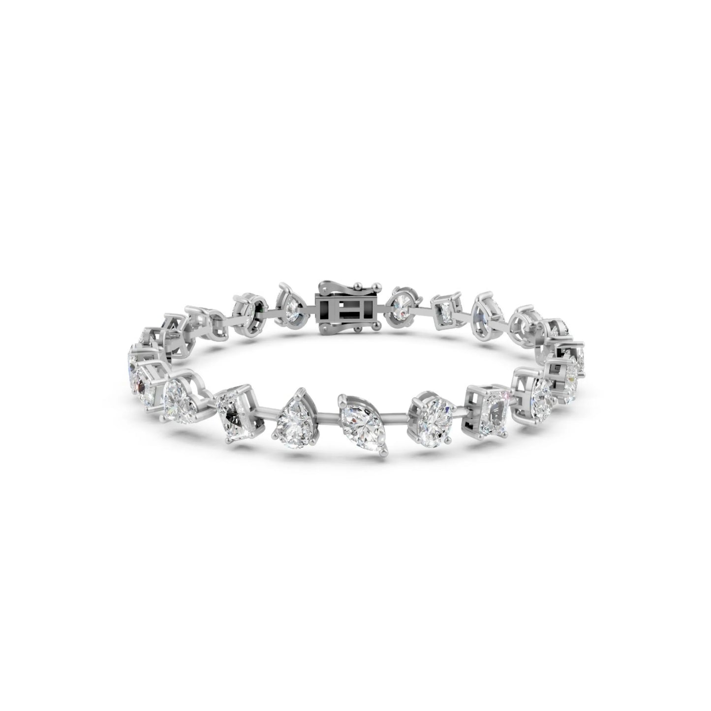 Multi-Shape Diamond Bracelet White Gold