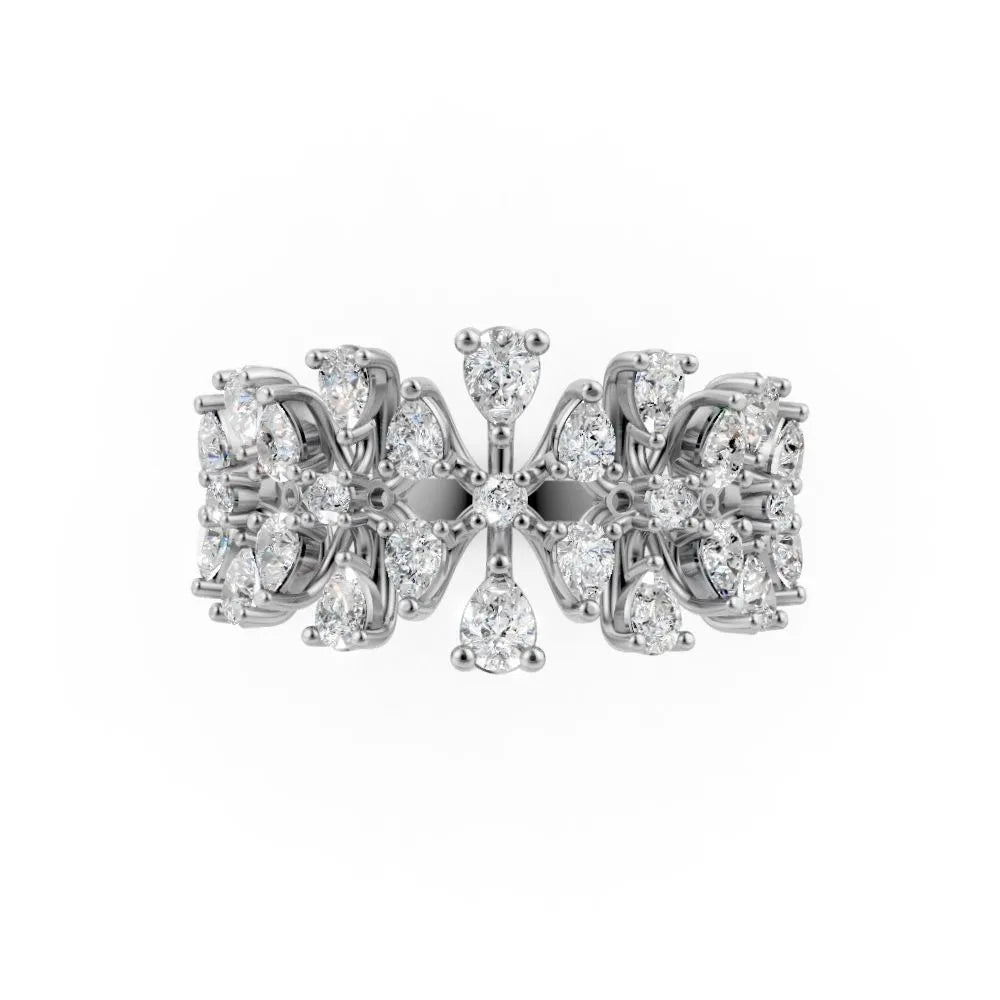RoseBloom Floral Cluster Ring White Gold