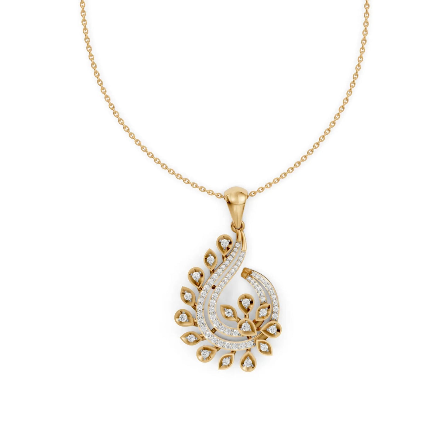 Leaf Diamond Pendant Yellow Gold