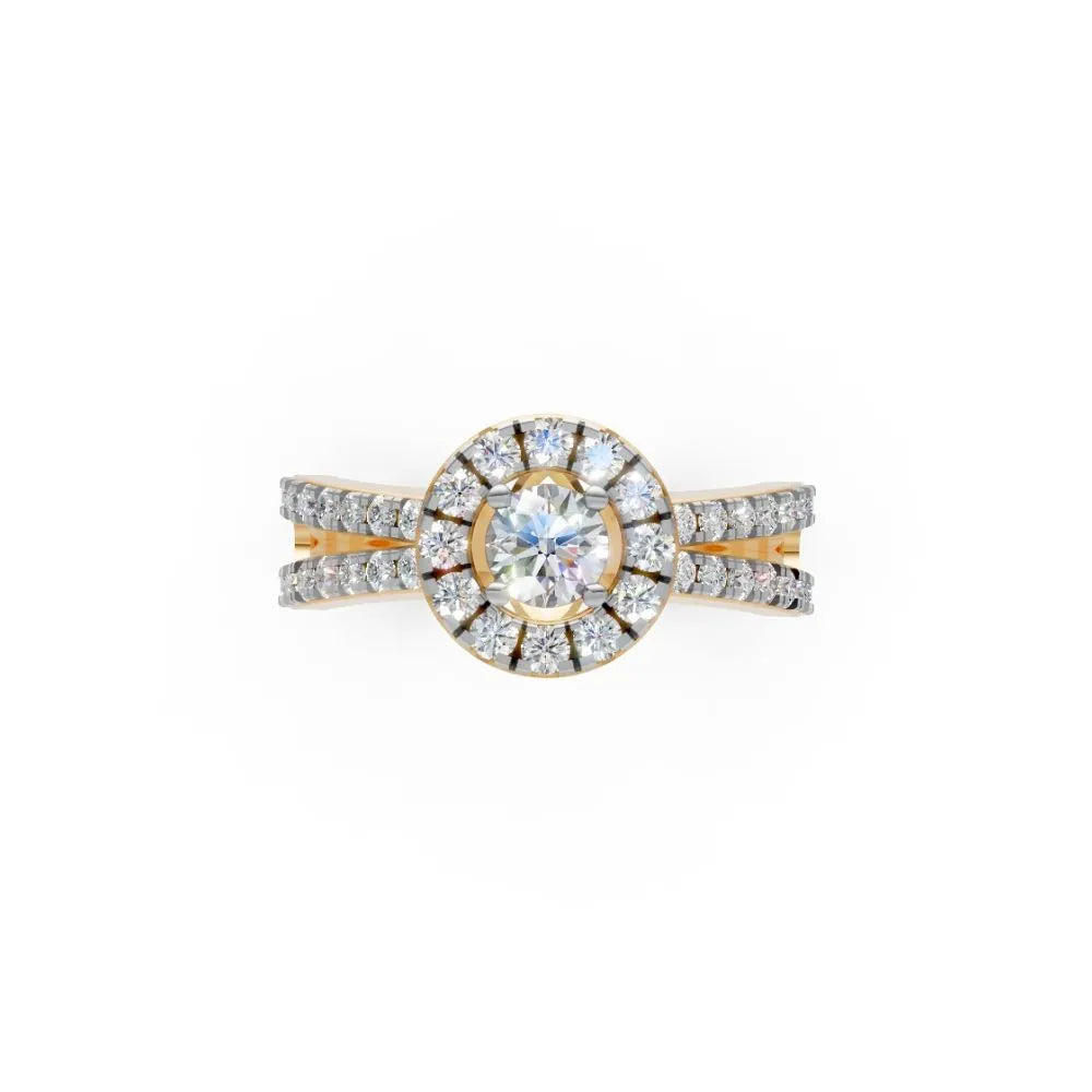 FloralLace Vintage Halo Ring Yellow Gold