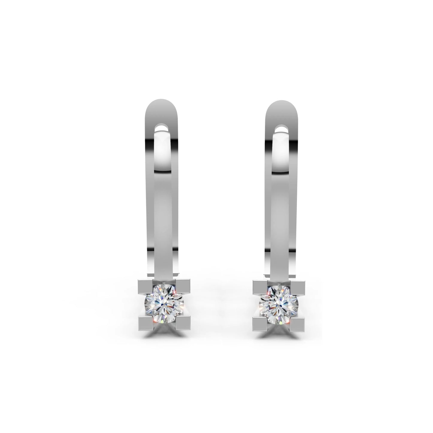 Contemporary Diamond Bali Earrings White Gold