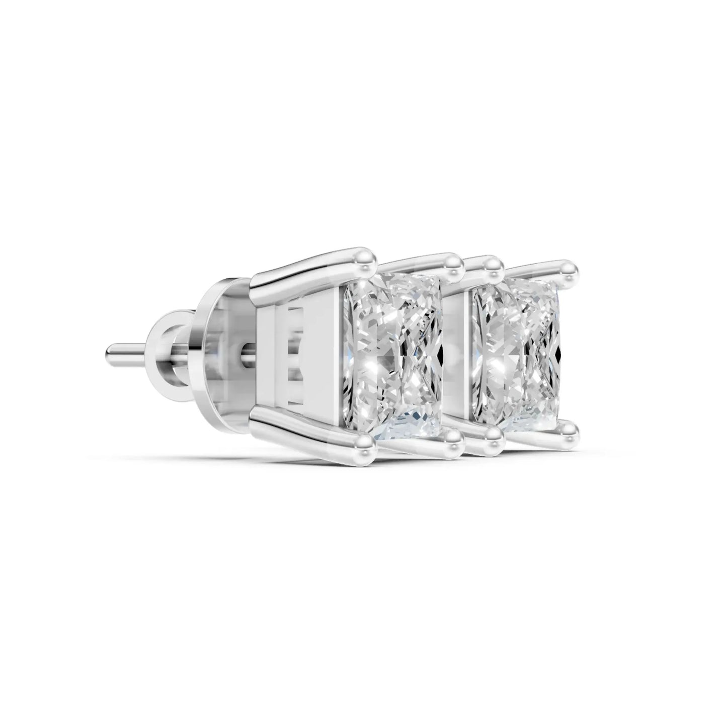Princess Cut Diamond Stud Earrings White Gold