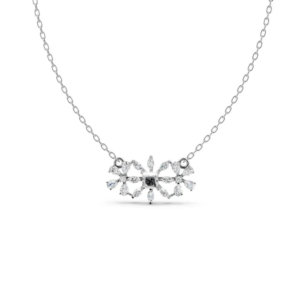 Floral Cluster Lab Diamond Necklace White Gold