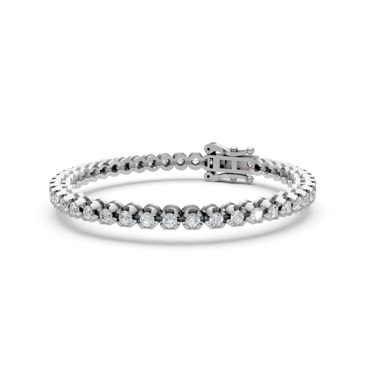 Round Diamond Tennis Bracelet White Gold