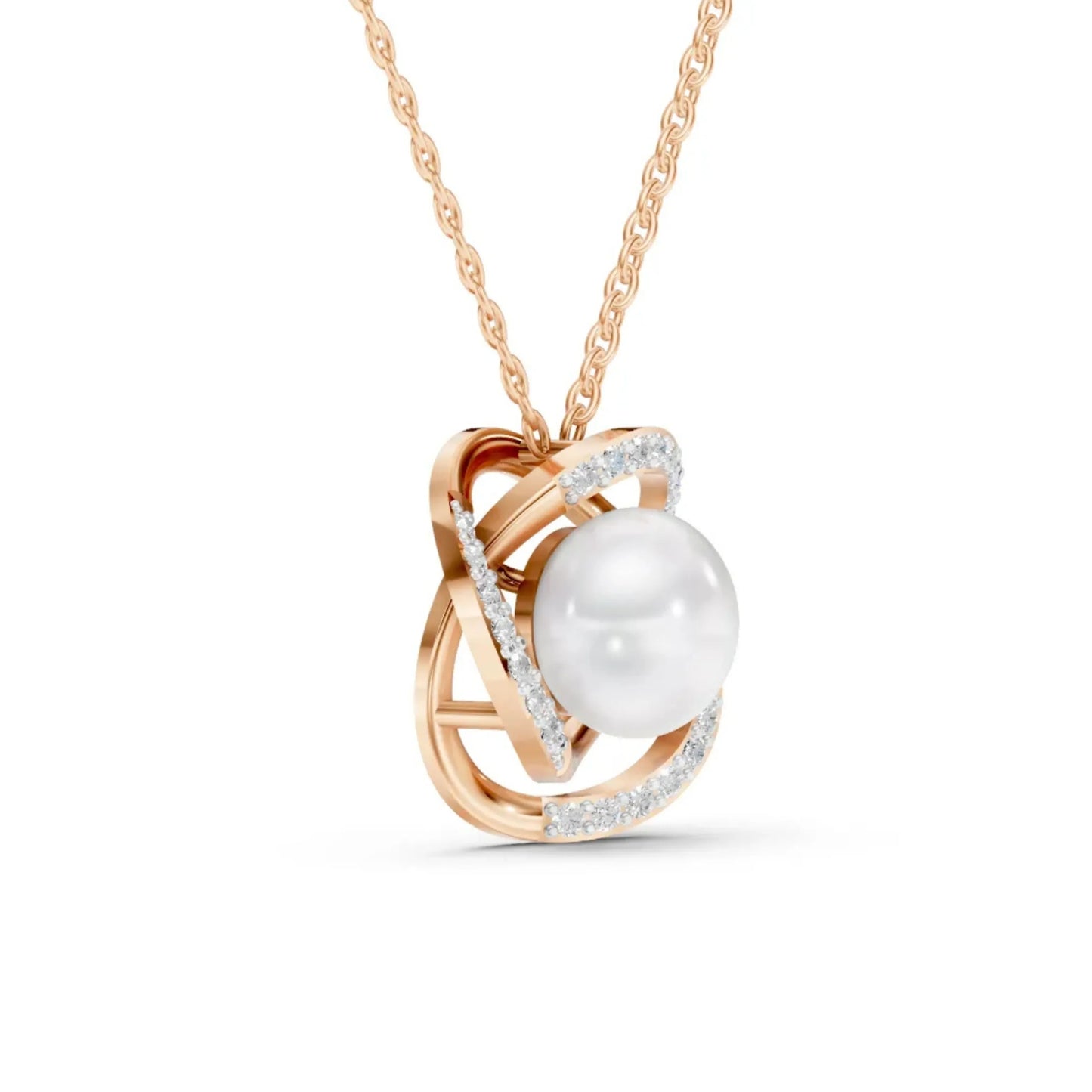 Pearl Halo Pendant Rose Gold