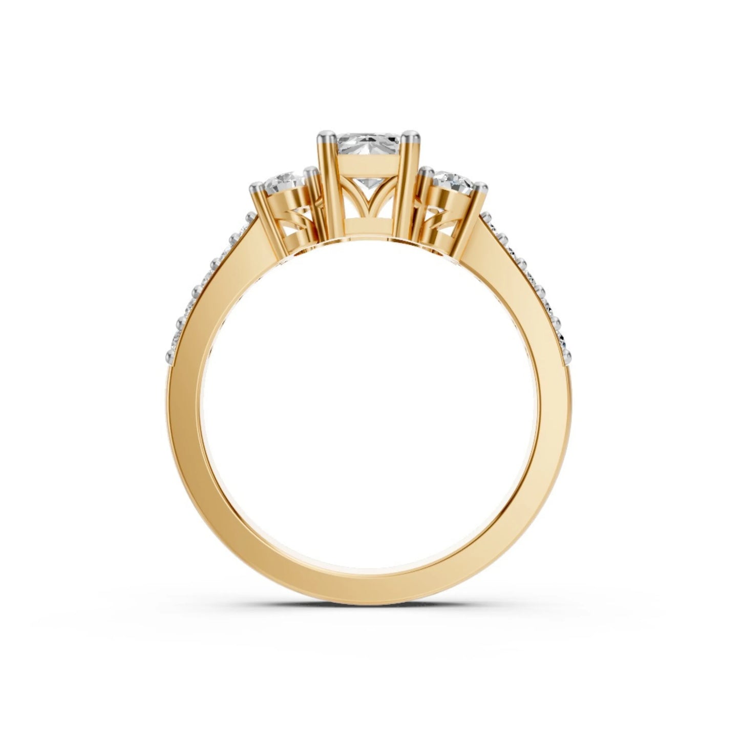 Radiant Three-Stone Ring Yellow Gold