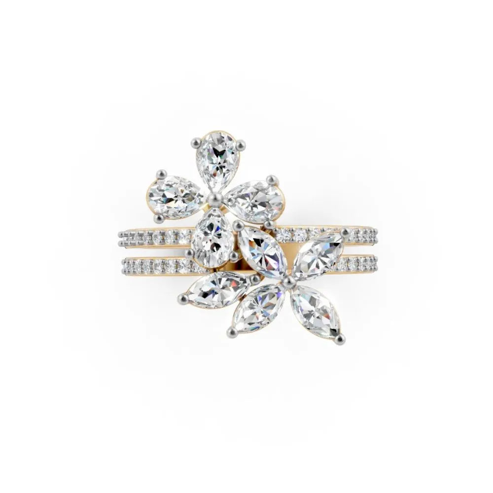 BlossomGlow Marquise Diamond Ring Yellow Gold