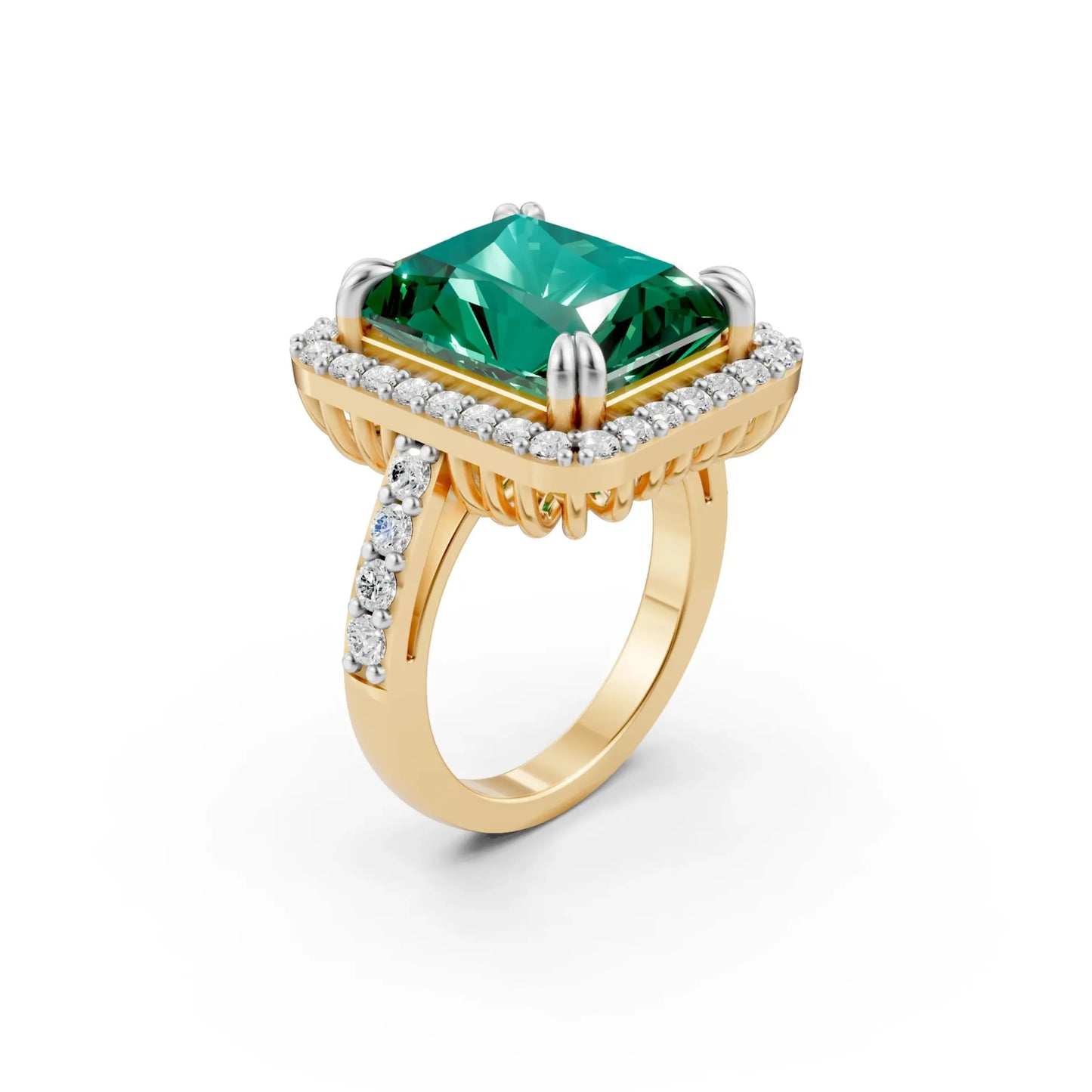 Cushion Halo Statement Ring Yellow Gold