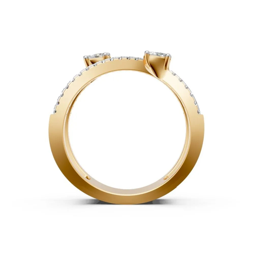 RoseTwist Dual Diamond Open Ring Yellow Gold
