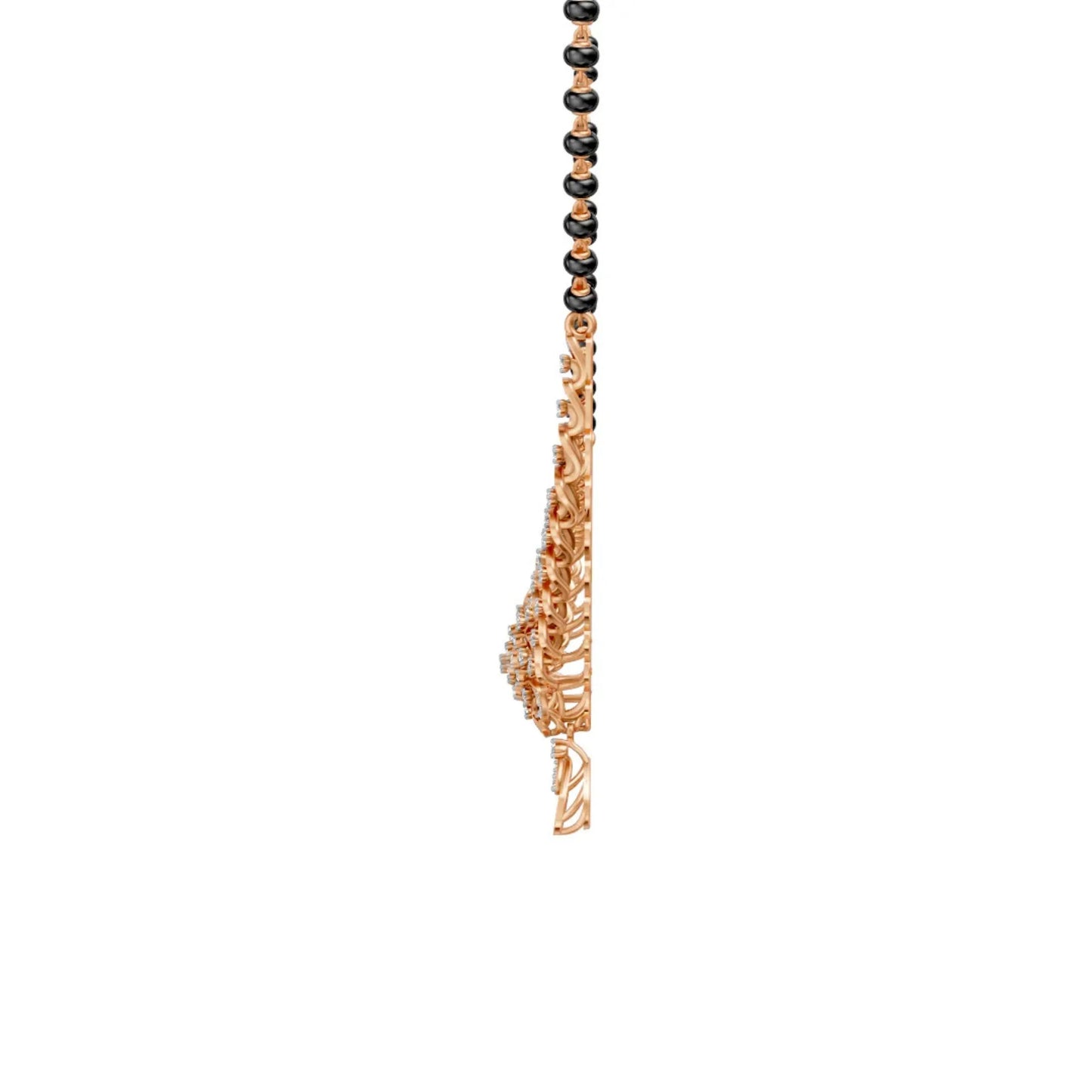 Designer Diamond Mangalsutra with Net-Inspired Floral Pendant Rose Gold