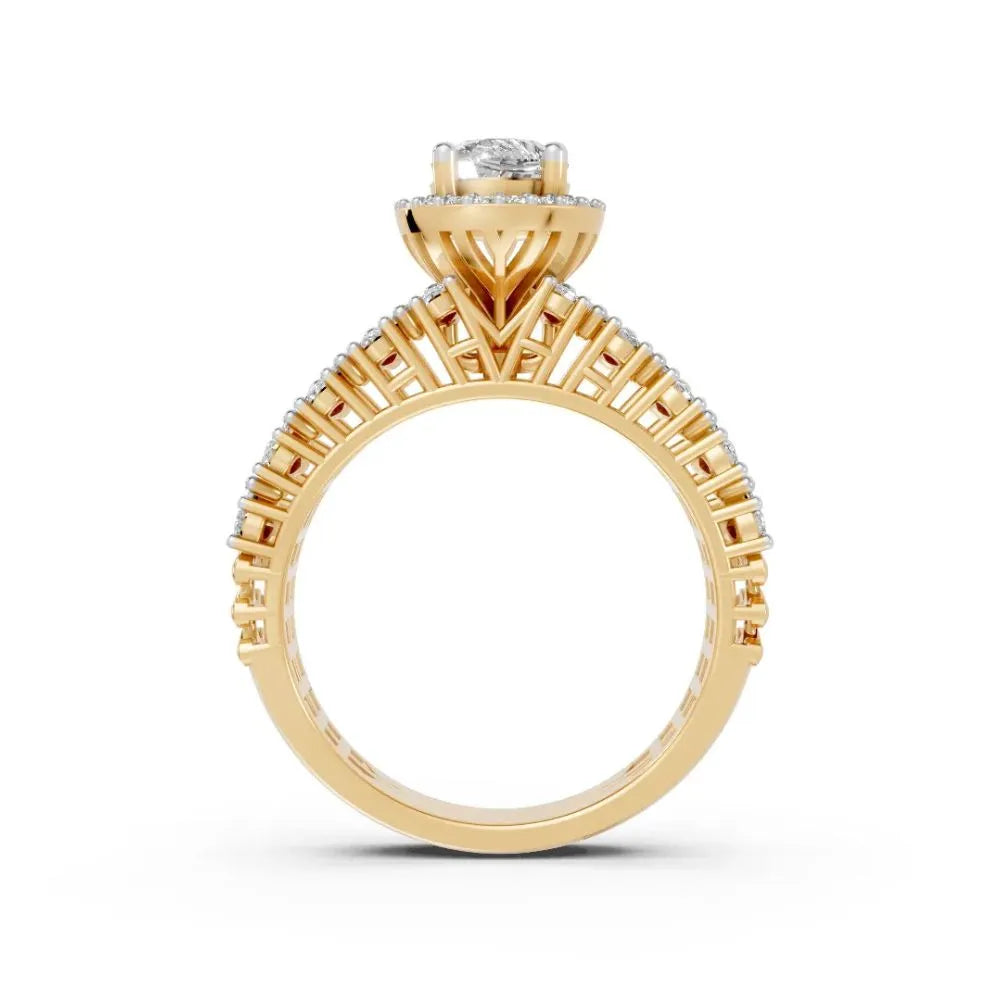 HaloBloom Cluster Bridal Ring Set Yellow Gold