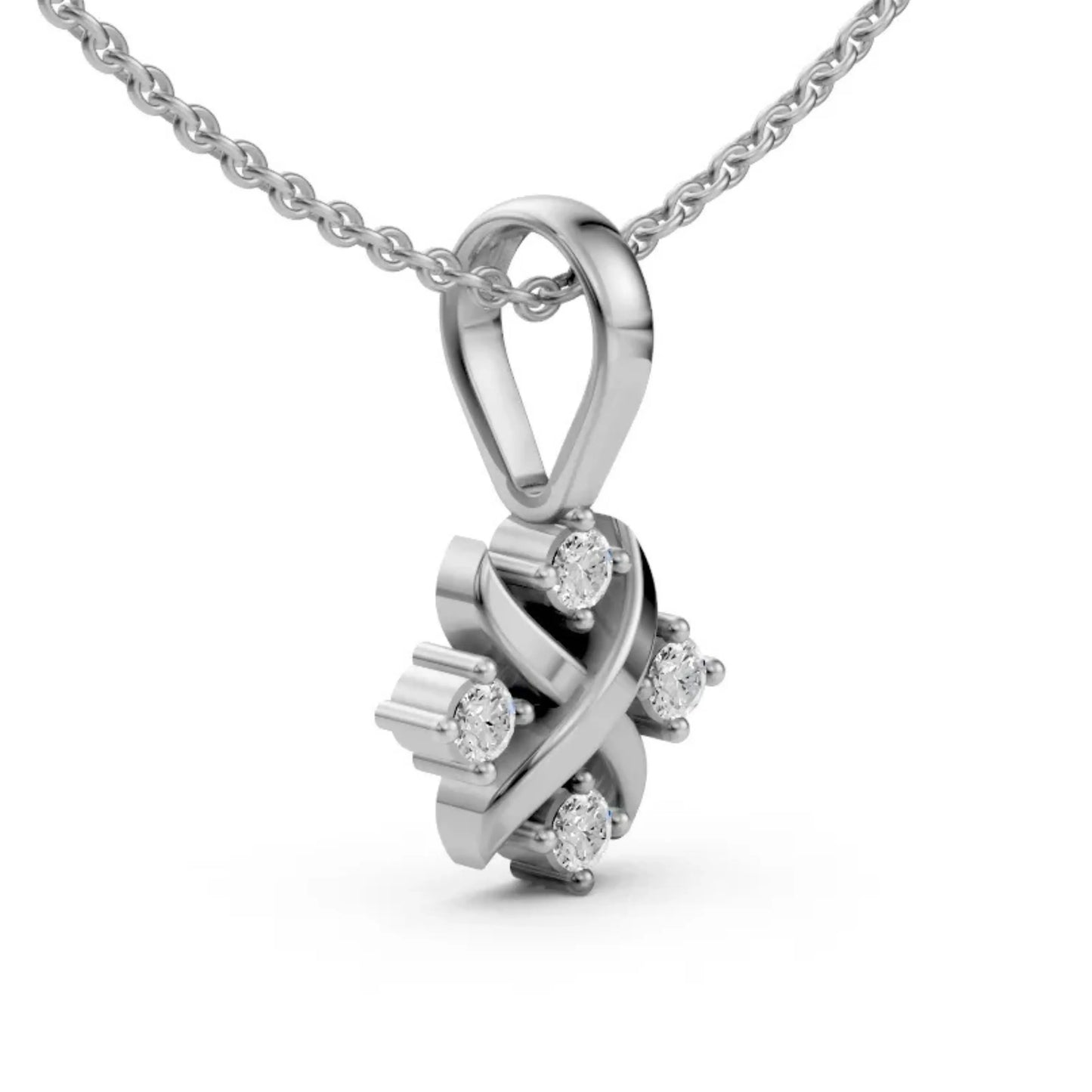 Cross Cluster Pendant White Gold