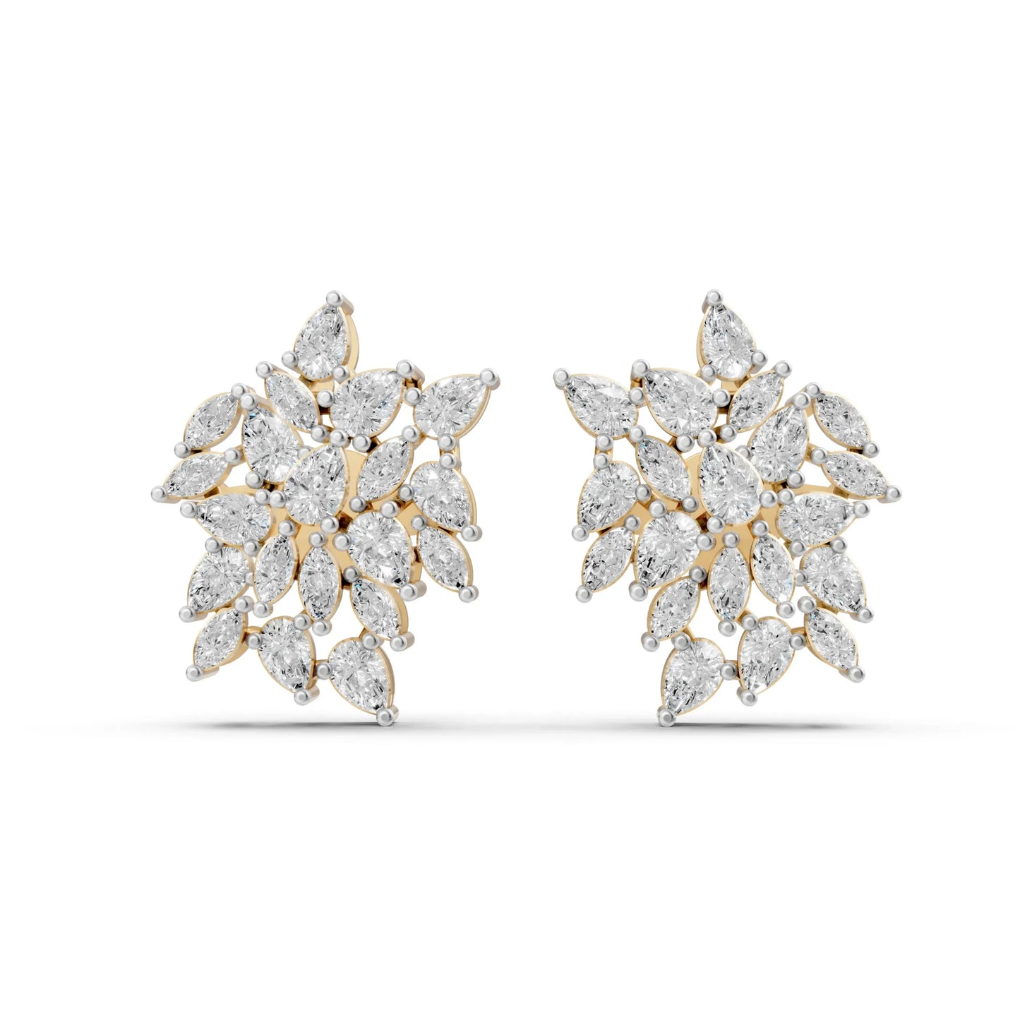 Floral Cluster Diamond Earrings Yellow Gold