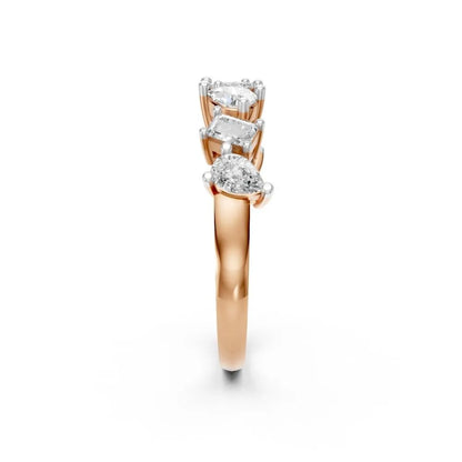 DualCut Pear-Emerald Diamond Band Rose Gold