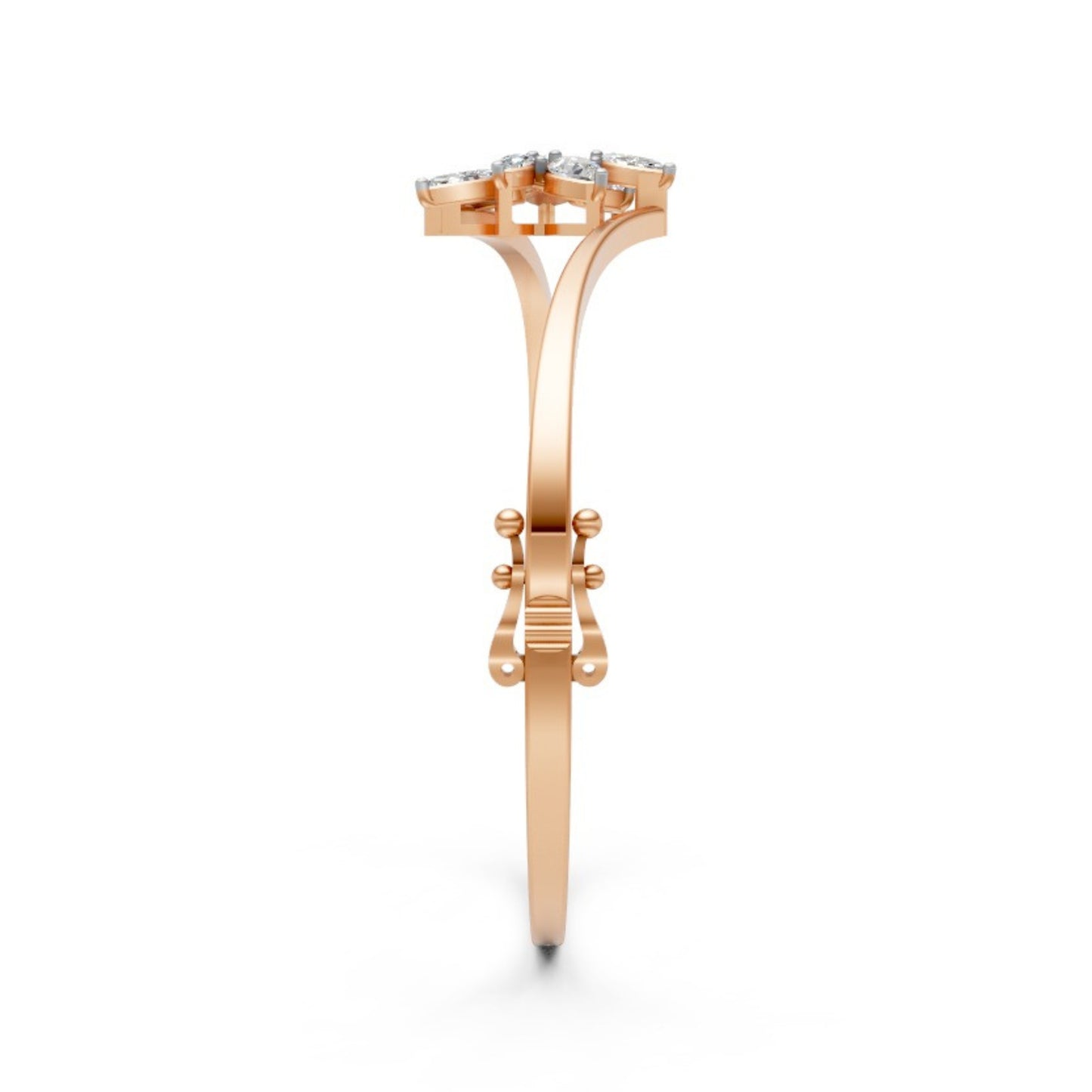 Floral Diamond Bangle Rose Gold