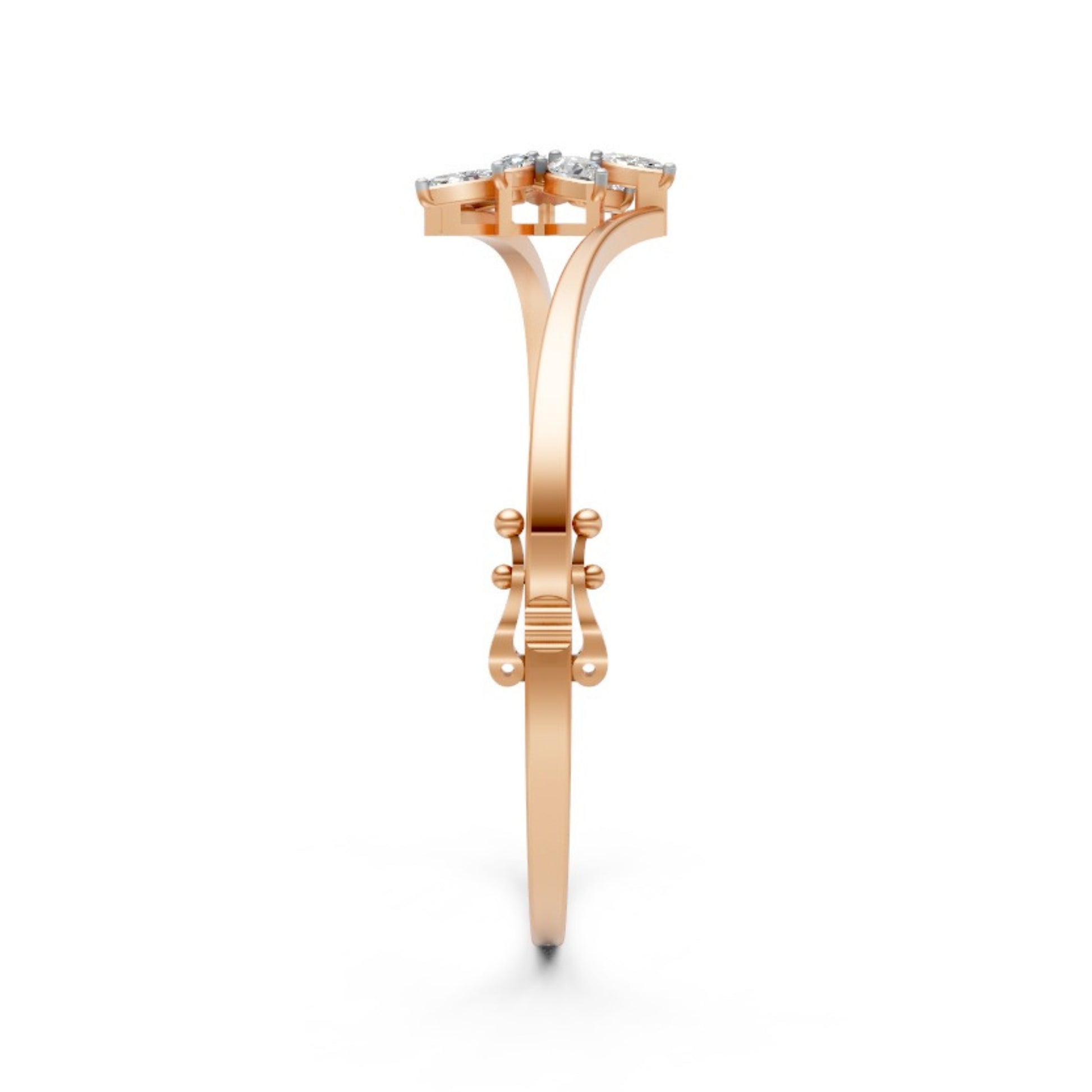 Floral Diamond Bangle Rose Gold