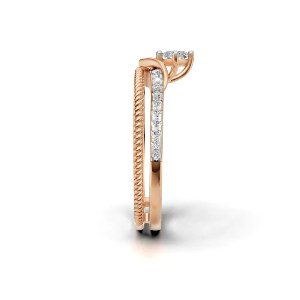 TwistCrown Princess Cut Ring Rose Gold