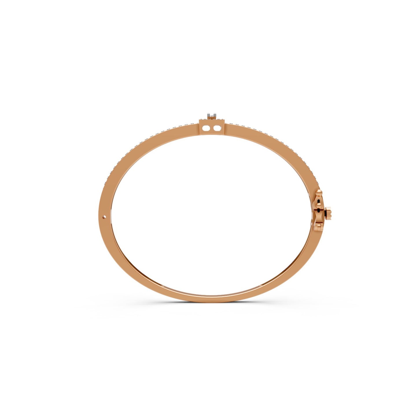 Classic Diamond Halo Bangle Rose Gold