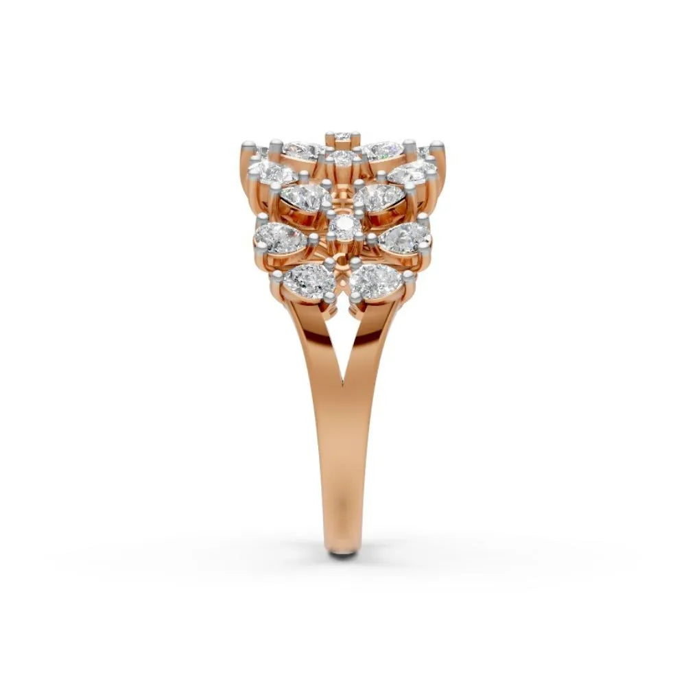 RoseBloom Floral Cluster Ring Rose Gold