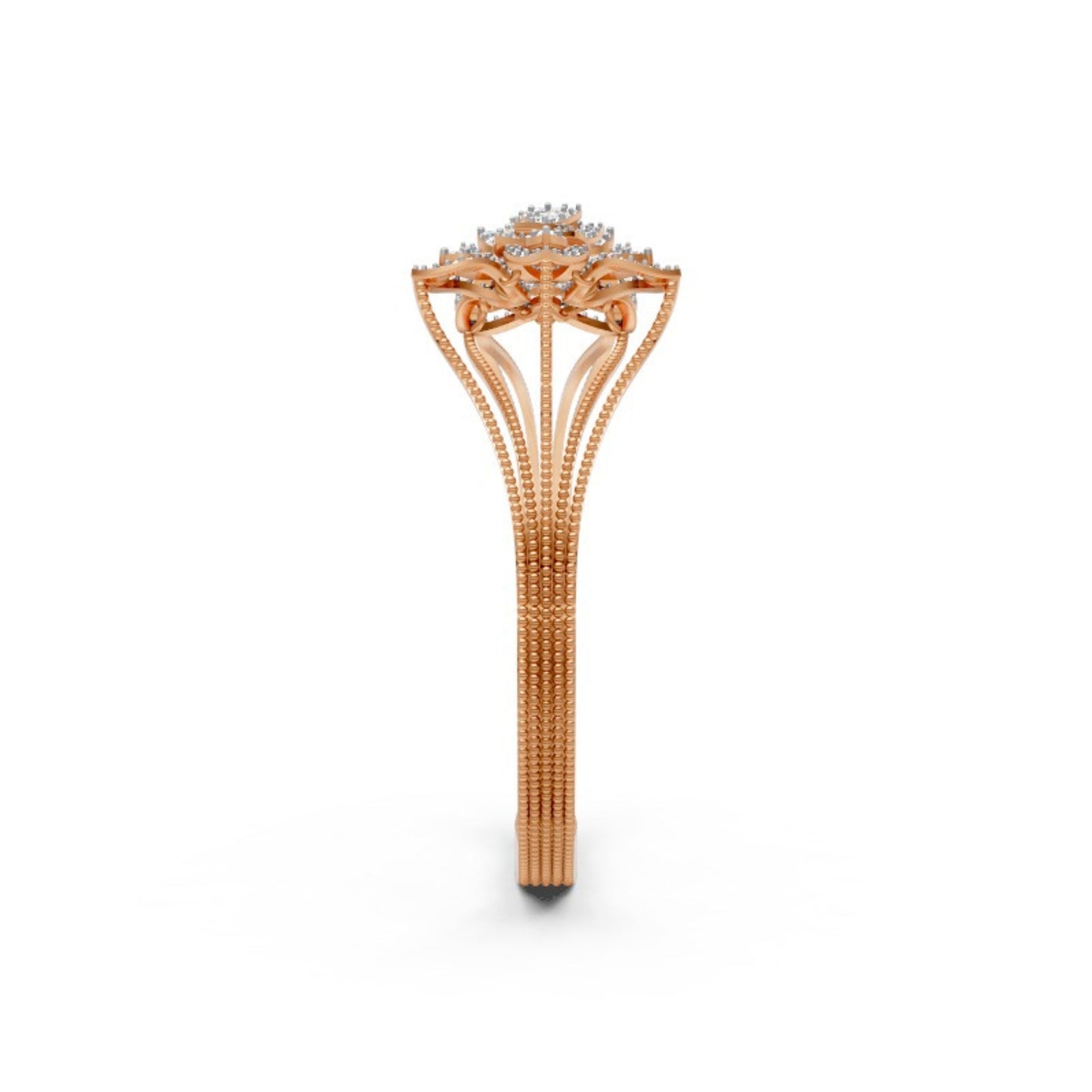 Floral Open Diamond Bangle Rose Gold