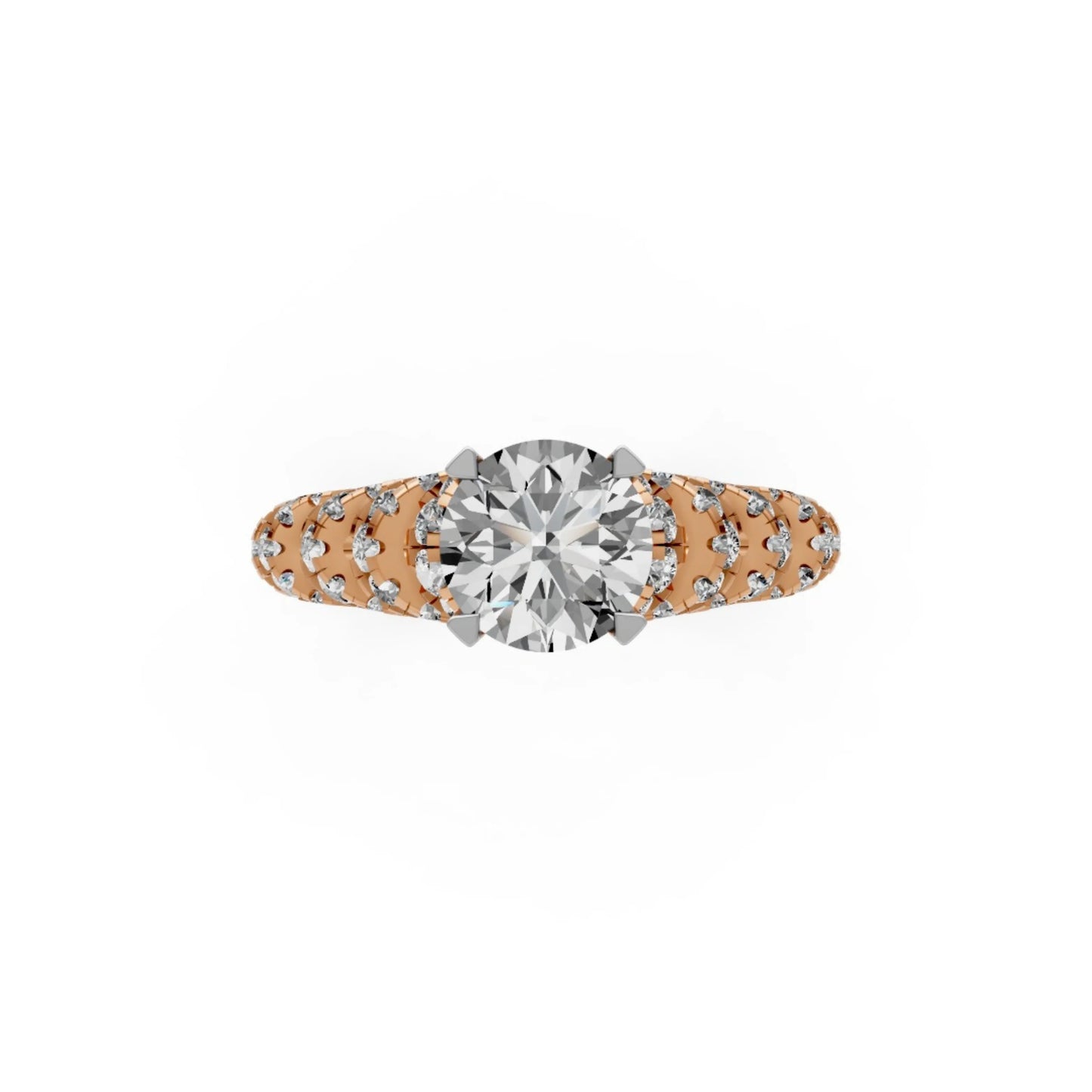 LuxeCrown Multi-Band Solitaire Ring Rose Gold 