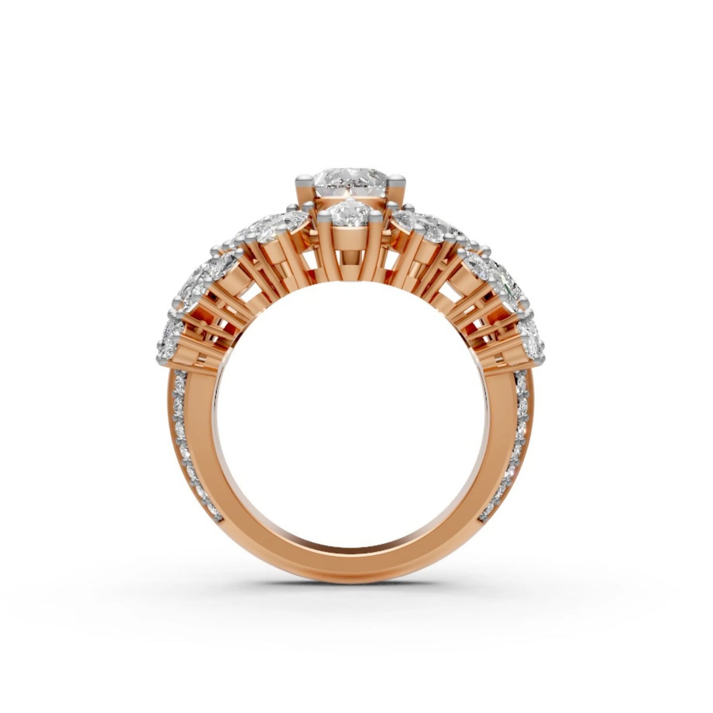 Couture Tiered Diamond Cluster Ring Rose Gold