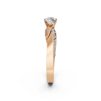 Modern Spark Solitaire Ring Rose Gold