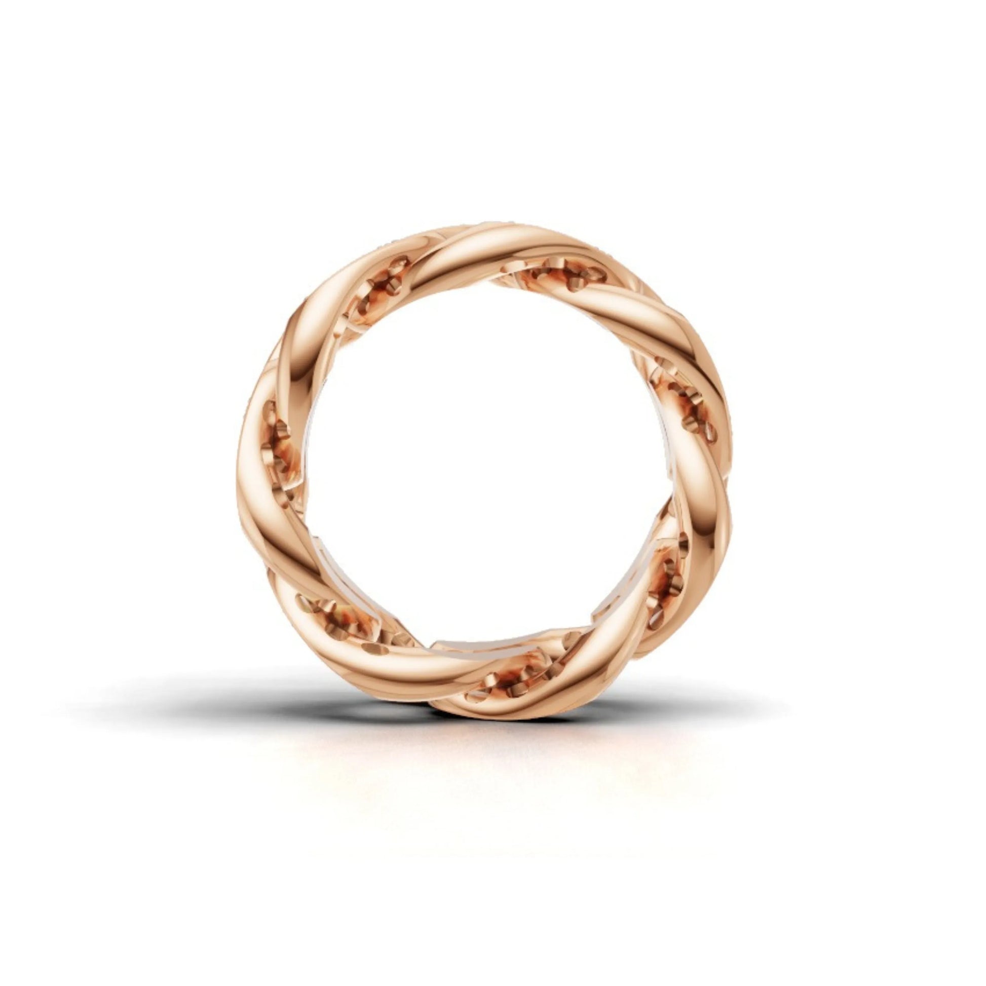 LinkLuxe Diamond Chain Ring Rose Gold
