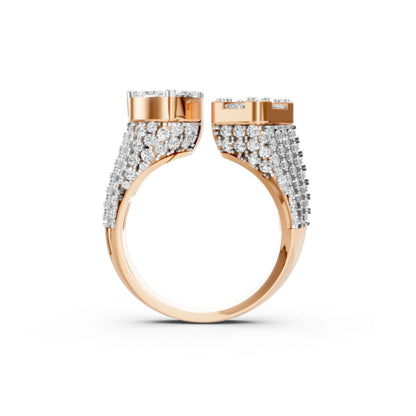 DuoBlaze Diamond Statement Ring Rose Gold