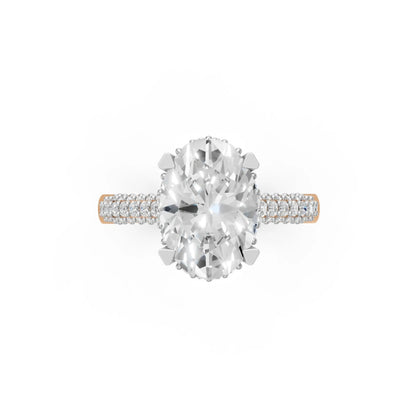 Elegant Oval Diamond Pavé Ring Rose Gold