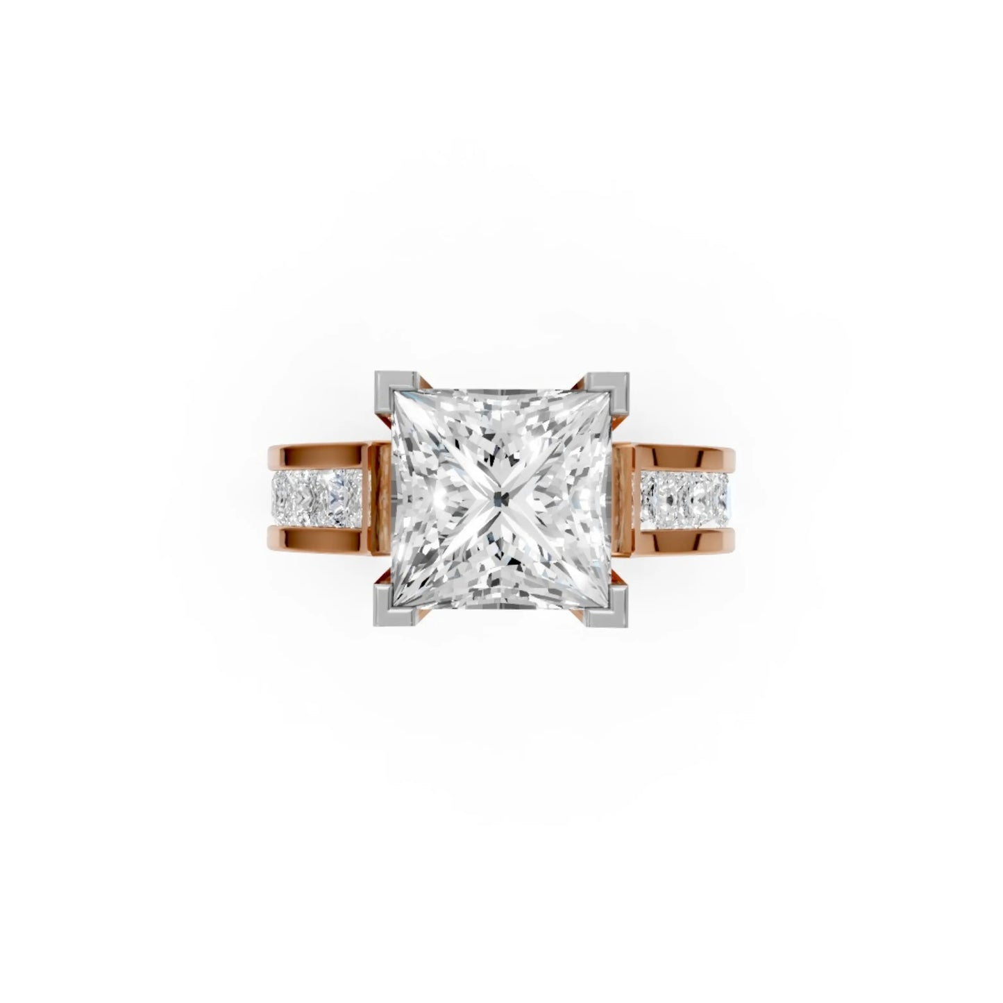 Princess-Cut Channel Ring Rose Gold