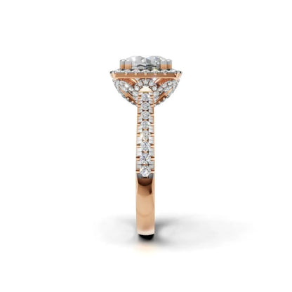 Vintage Glow Halo Engagement Ring Rose Gold