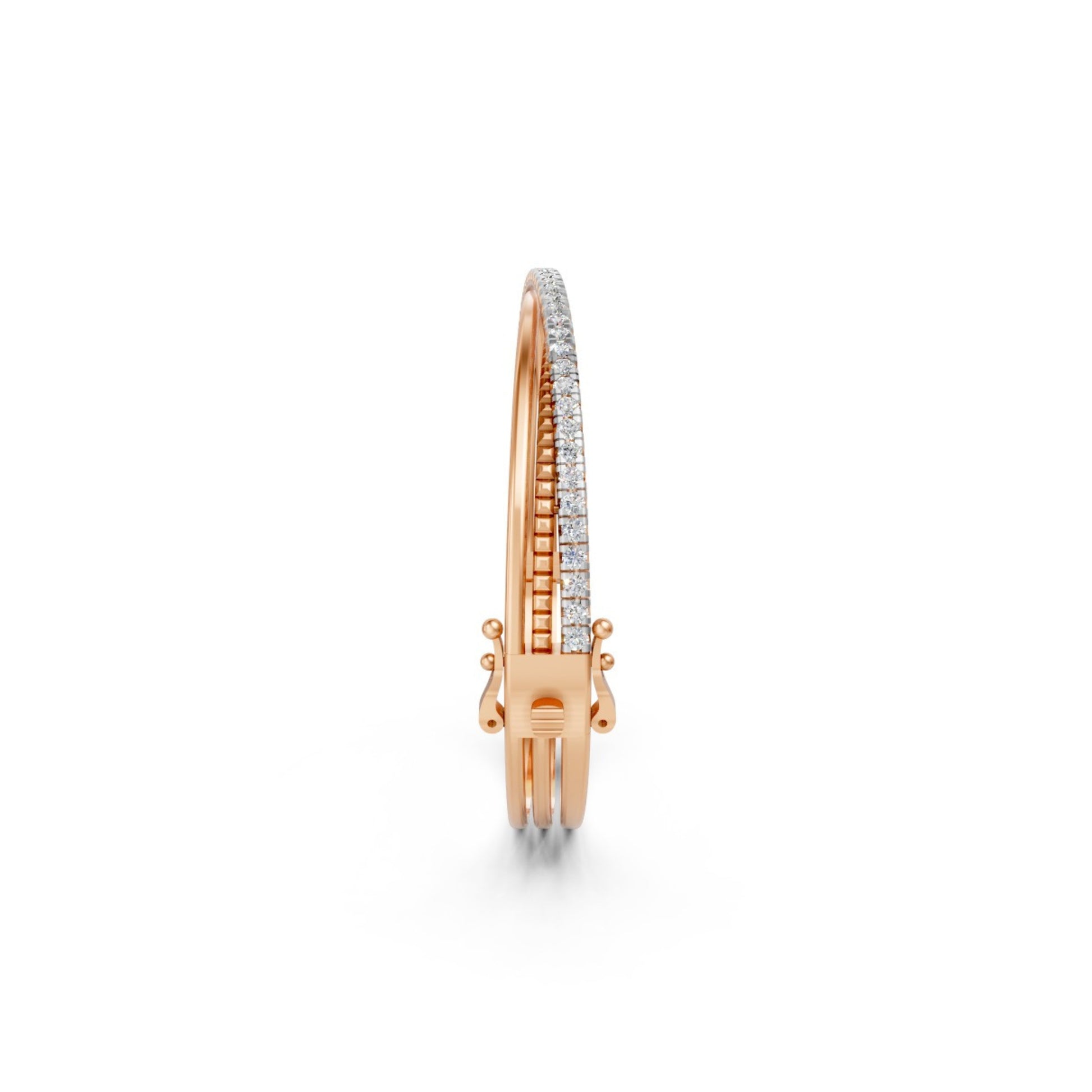 Contemporary Triple-Band Diamond Bangle Rose Gold